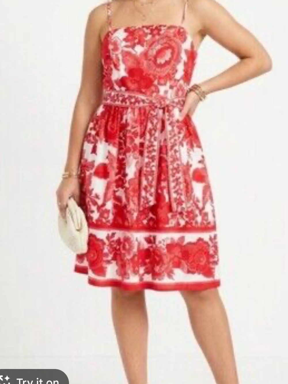 Joie Red and White Floral Midi Dress